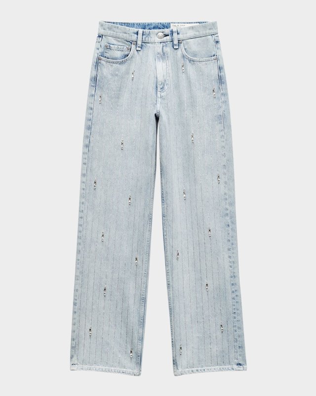 Shea High-Rise Relaxed Straight Embellished Jeans